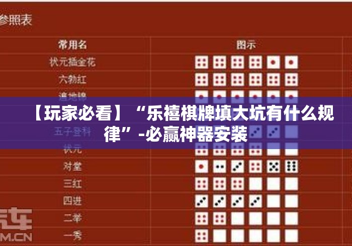 【玩家必看】“乐禧棋牌填大坑有什么规律”-必赢神器安装
